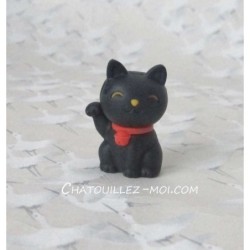 Gomme chat noir, maneki neko