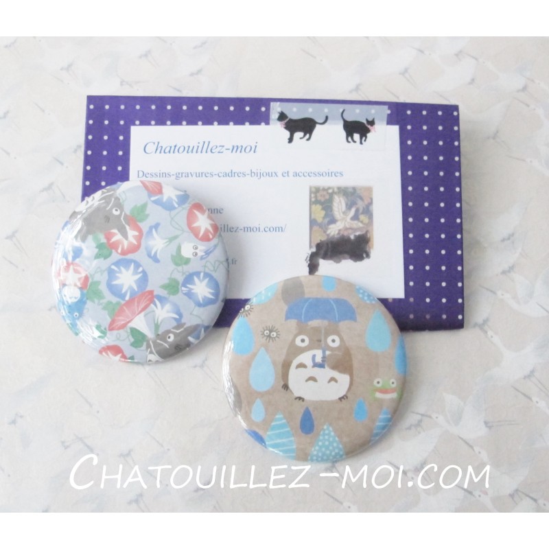 2 Badges Totoro, mon voisin Totoro parapluie