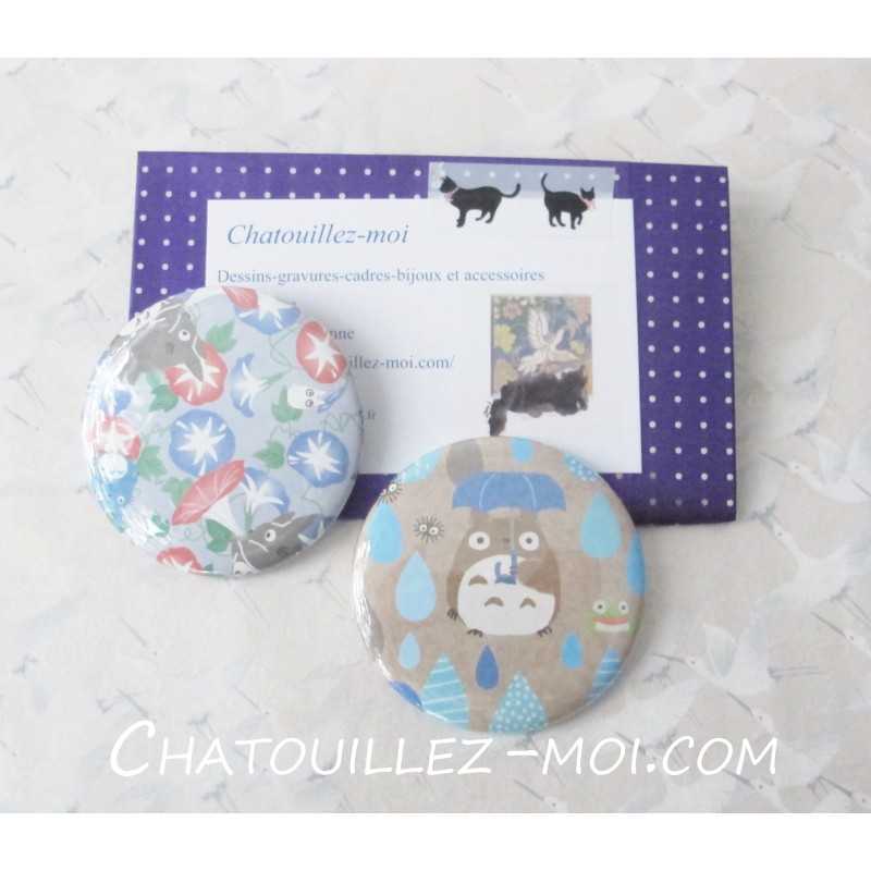 2 Badges Totoro, mon voisin Totoro parapluie