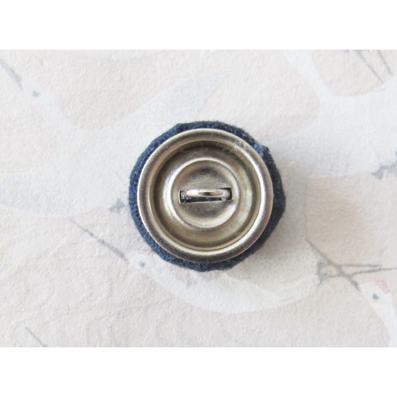 2 boutons en tissus japonais bleu et orangé diam 15 mm