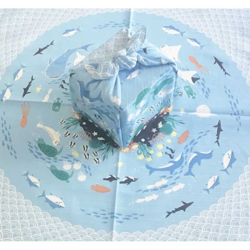 Furoshiki Japonais Fond Marin – Élégance écologique et tradition japonaise