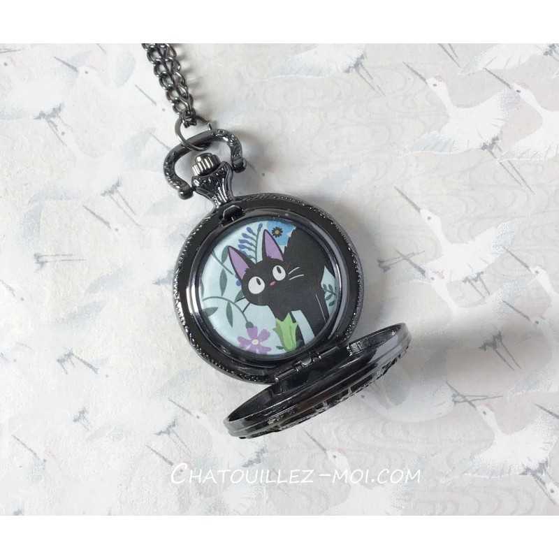 Collier médaillon Jiji chat noir