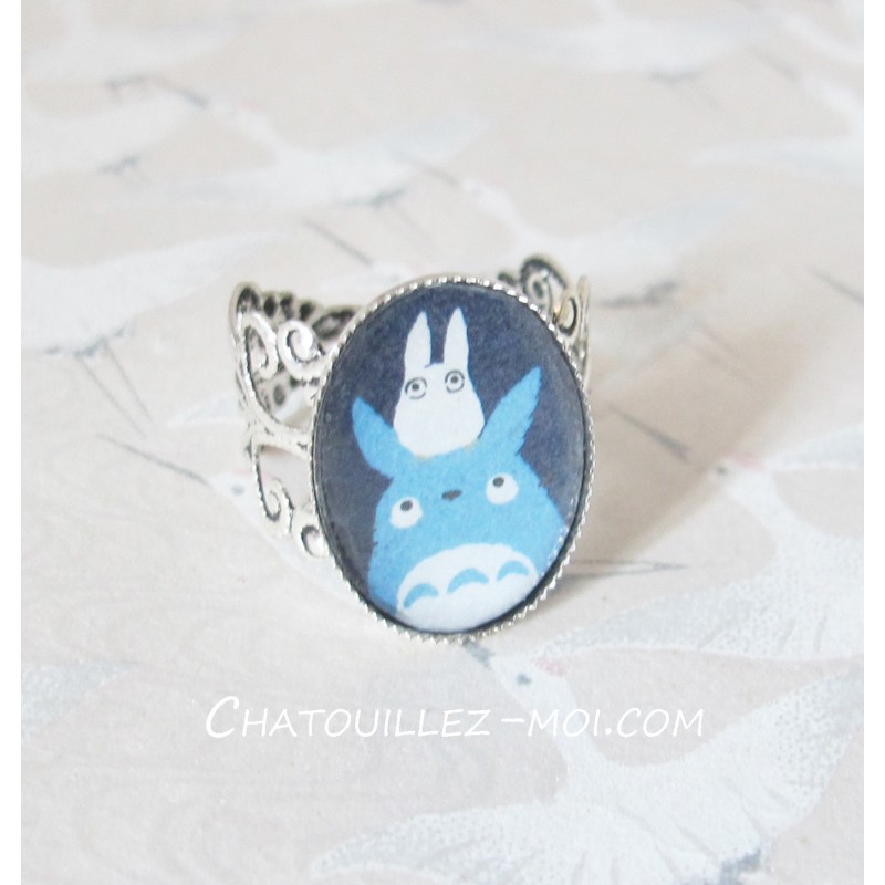 Bague Totoro bleu et blanc