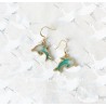 Boucles d'oreilles dauphin vert et doré
