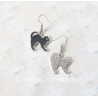 Boucles d'oreilles chat noir argenté