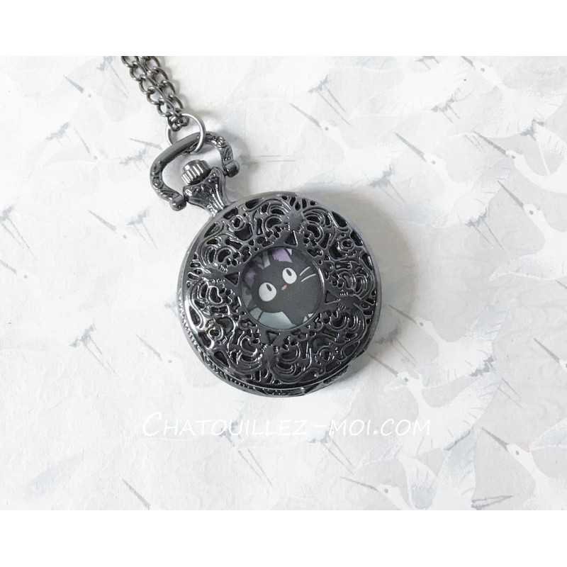 Collier médaillon Jiji chat noir
