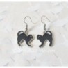 Boucles d'oreilles chat noir argenté
