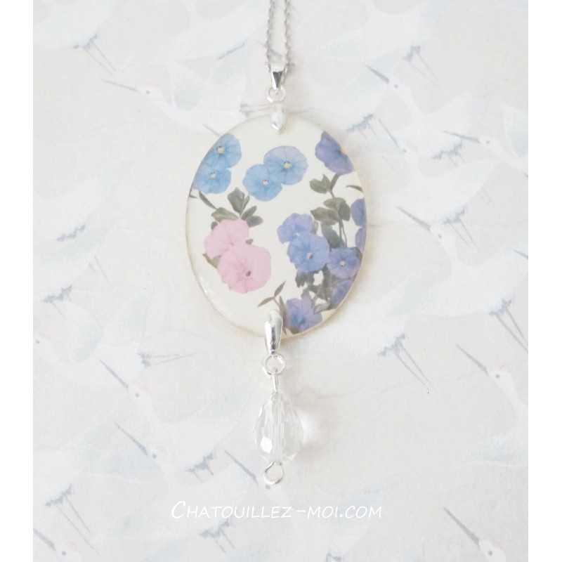 Collier Fleurs – Papier Japonais, Résine et Perle