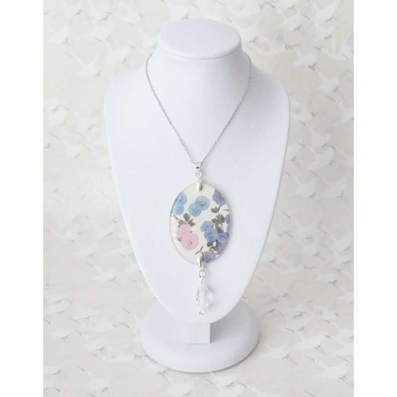 Collier Fleurs – Papier Japonais, Résine et Perle