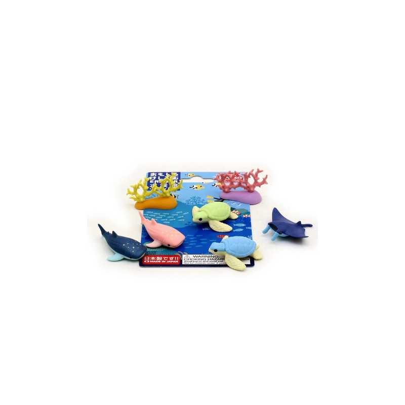 Gommes animaux marins – Lot de 7 gommes fantaisie japonaises sans PVC