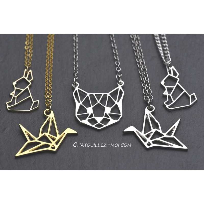 Collier Chat Origami – Bijou Félin Élégant et Moderne