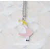Collier Alice aux Pays des Merveilles – Robe Rose & Chaîne Acier Inoxydable