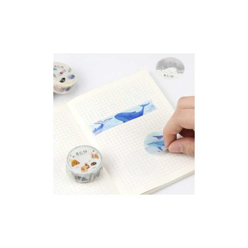 Washi tape baleine – Ruban décoratif BGM pour papeterie créative