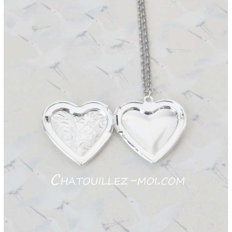 Collier Médaillon Photo en Forme de Cœur