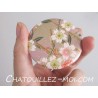 Miroir de poche fleurs de cerisier blanc et rose