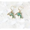 Boucles d'oreilles dauphin vert et doré