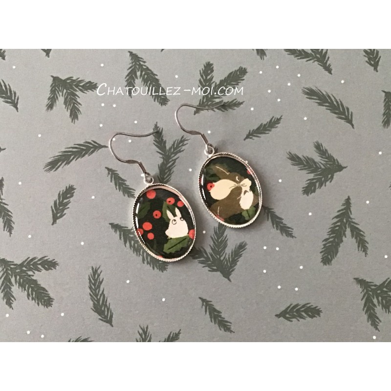 Boucles d'oreilles Totoro  Noël