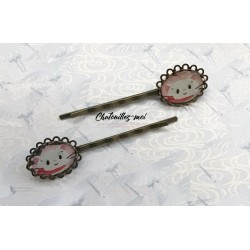 Barrette cabochon chat...