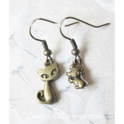 Boucles d'oreilles chat et...