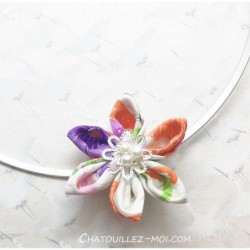 Collier fleur kanzashi en soie