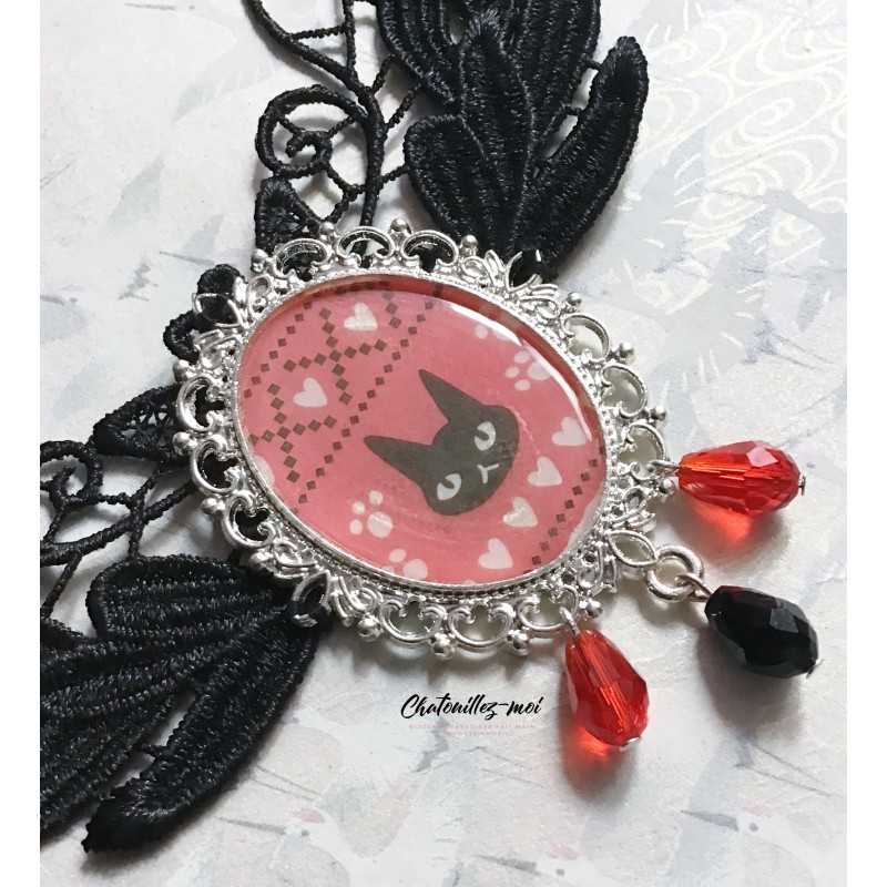Collier en Dentelle Jiji – Bijou Inspiré de Kiki la Petite Sorciè