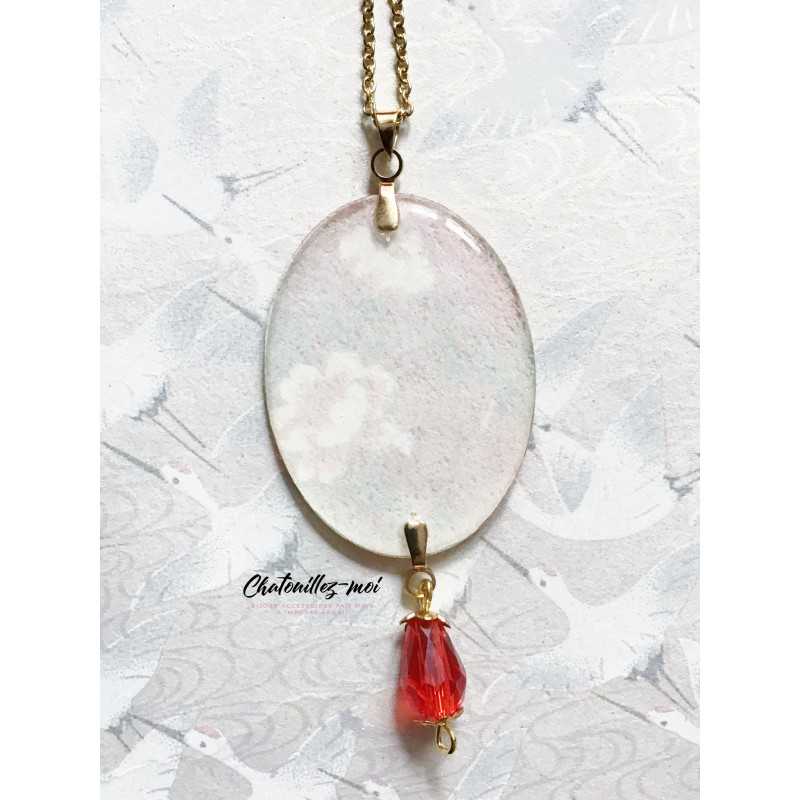 Collier Fleurs Japonaises Rouge – Élégance et Raffinement