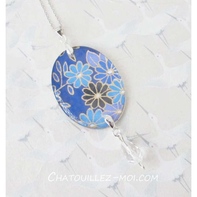 Collier Fleurs Japonaises en Papier Japonais et Résine