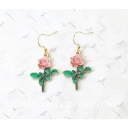 Boucles d'oreilles fleur rose