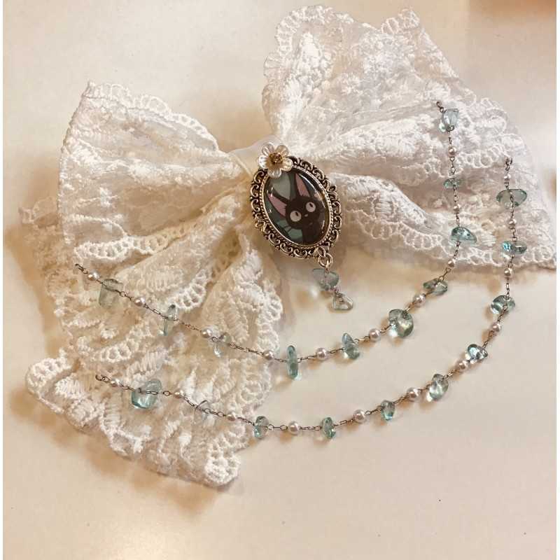 Barrette blanche Jiji – Pince à cheveux inspirée de Kiki la Petite Sorcière