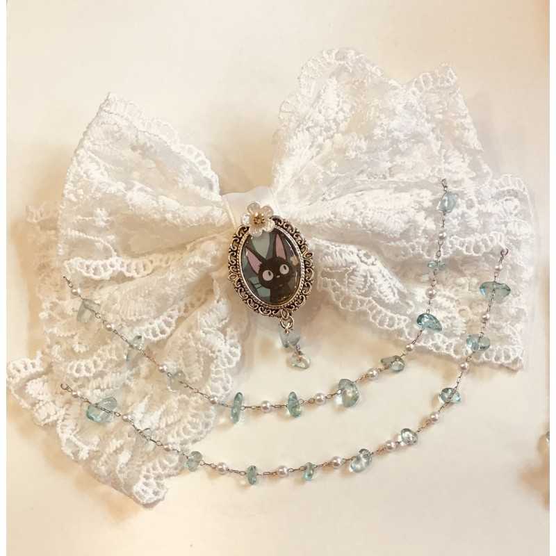 Barrette blanche Jiji – Pince à cheveux inspirée de Kiki la Petite Sorcière