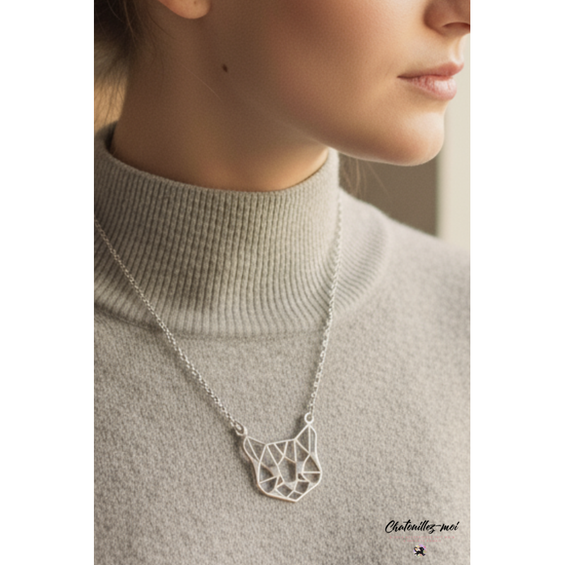 Collier Chat Origami – Bijou Félin Élégant et Moderne