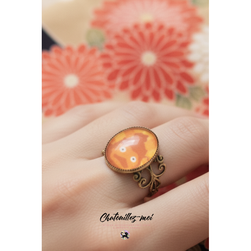 Bague Calcifer Réglable – Bijou Inspiré du Château Ambulant 🔥
