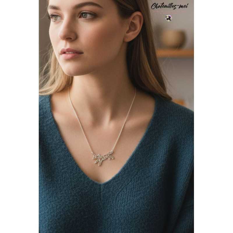 Collier Renard Origami en Métal Argenté
