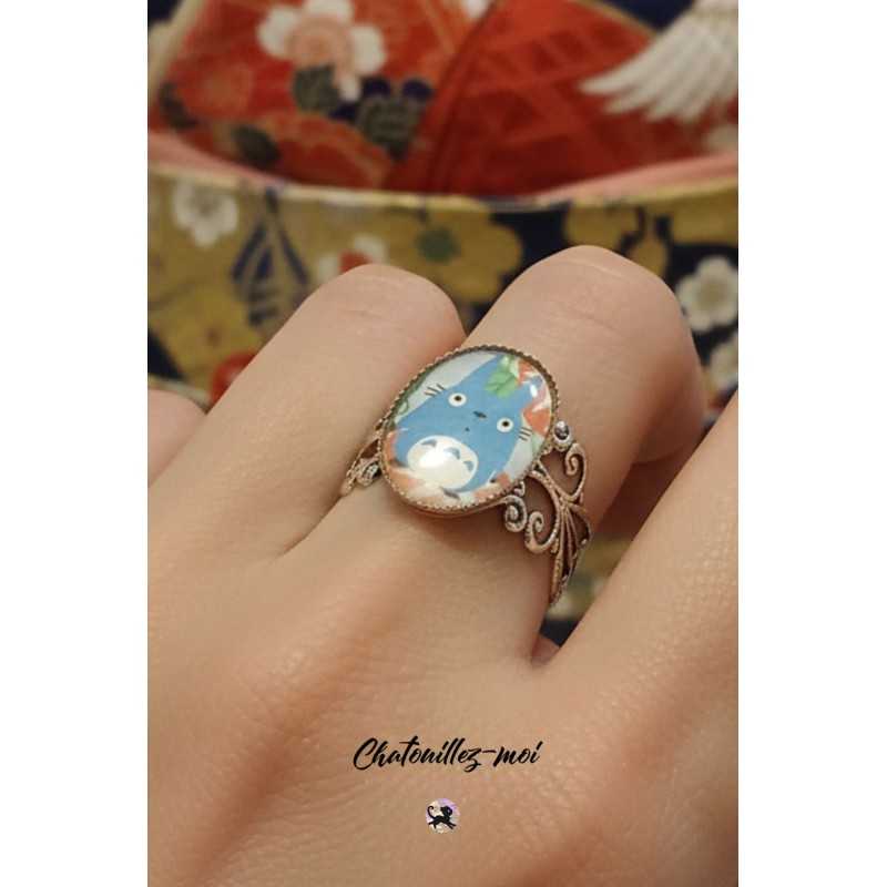 Bague Totoro réglable – Bijou artisanal inspiré du Japon