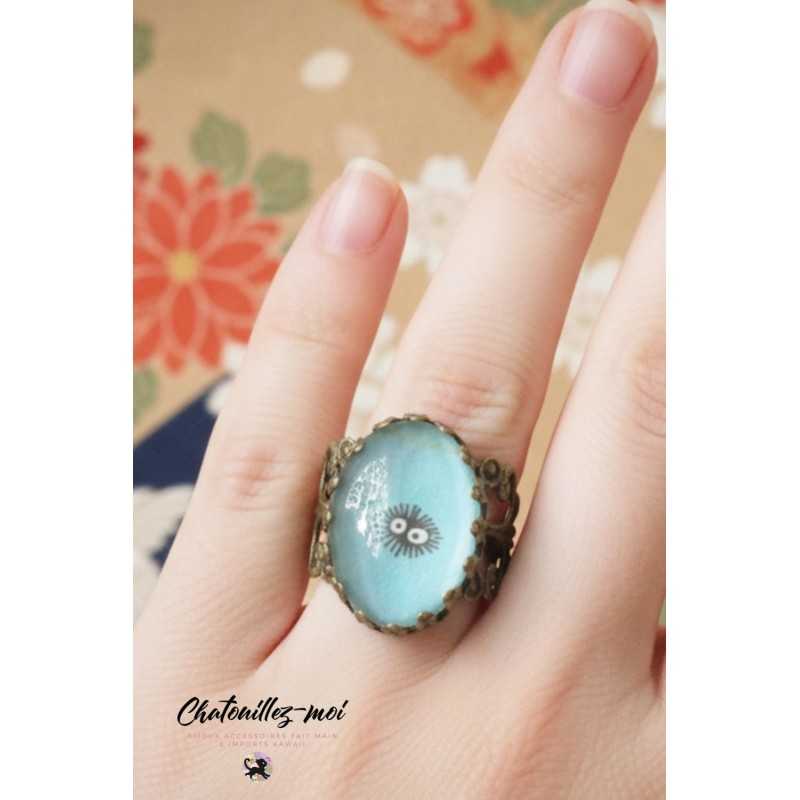 Bague Noiraude en métal bronze et verre – Fabrication artisanale française