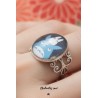 Bague Totoro bleu et blanc – Bague Totoro réglable – Bijou artisanal