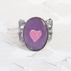 Bague cœur rose