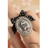 Bague chat réglable en métal argenté – Bijou japonais original fait main