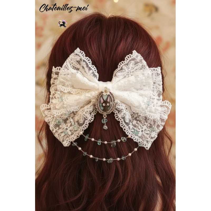 Barrette blanche Jiji – Pince à cheveux inspirée de Kiki la Petite Sorcière