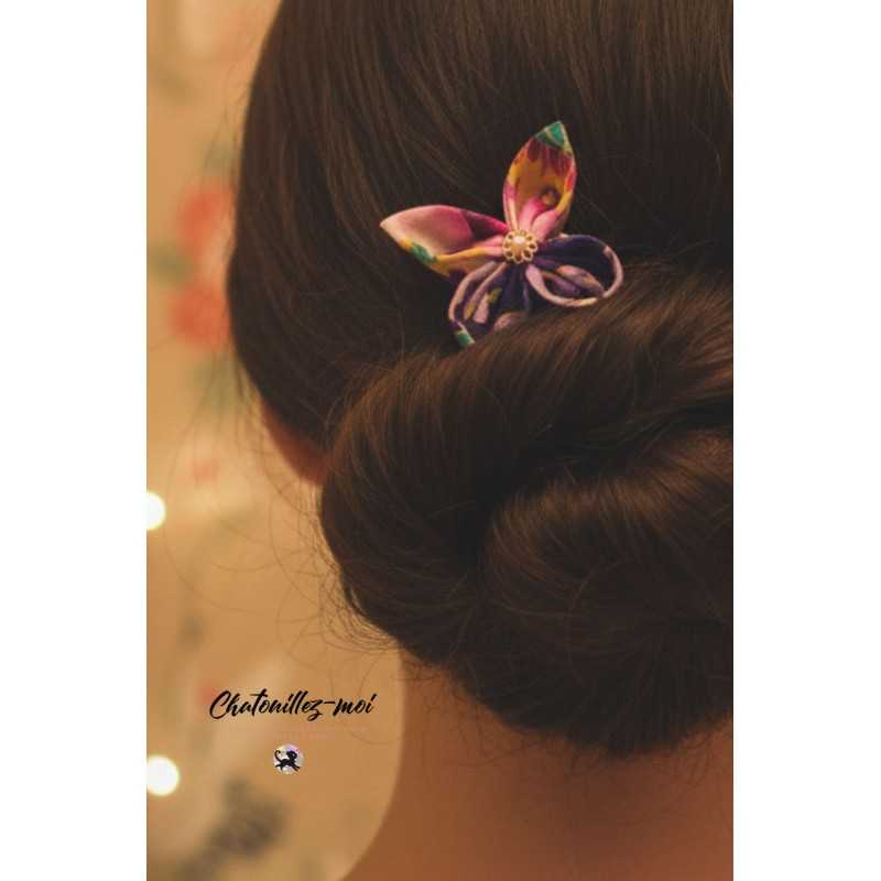 Peigne à cheveux papillon violet – Modèle unique fait main