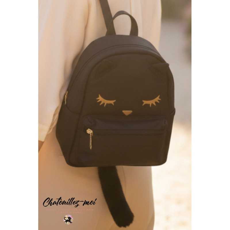 Sac à dos Noir Élegant Chat Noir