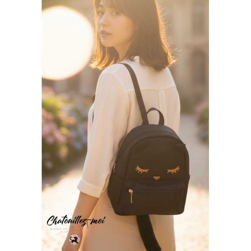 Sac à dos Noir Élegant Chat Noir