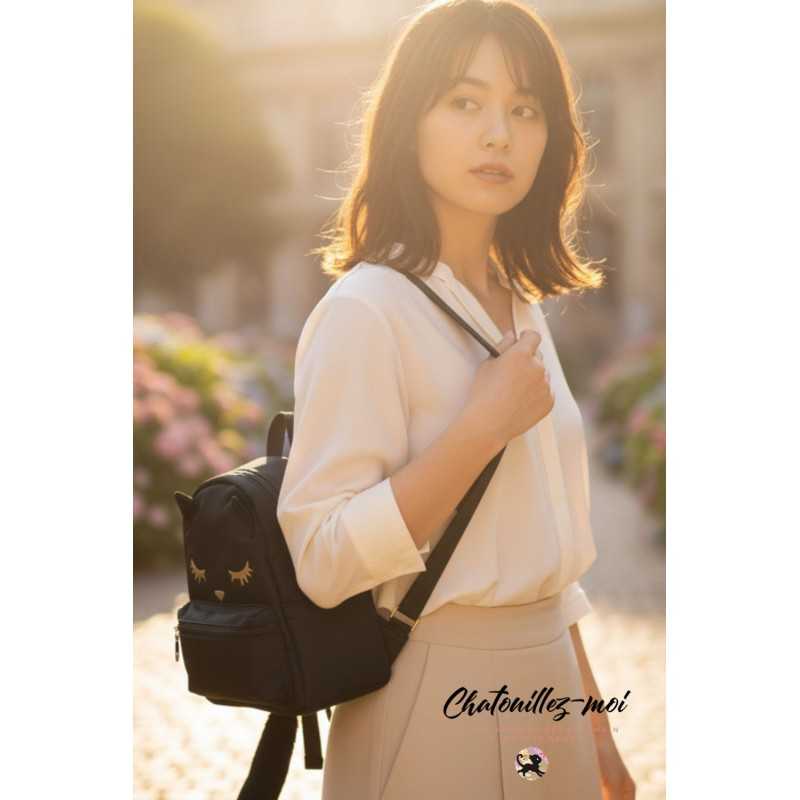 Sac à dos Noir Élegant Chat Noir