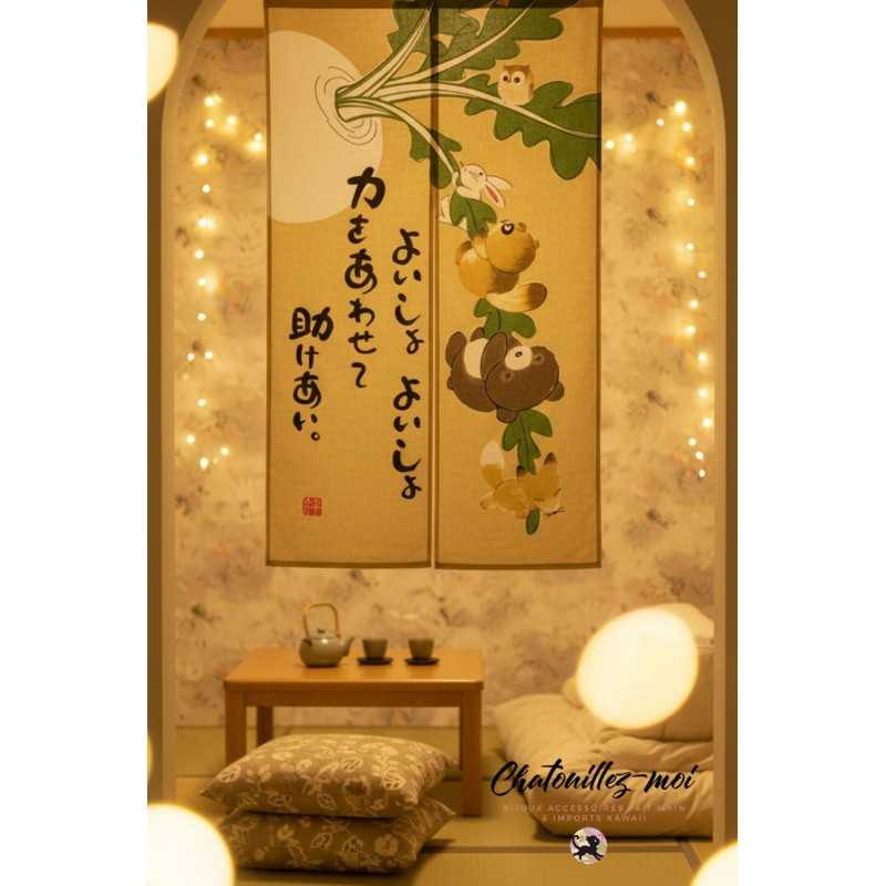 Noren japonais animaux mignons – Rideau de porte fabriqué au Japon