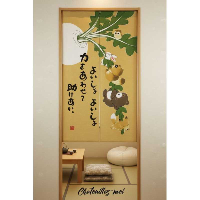 Noren japonais animaux mignons – Rideau de porte fabriqué au Japon