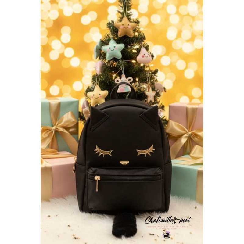 Sac à dos Noir Élegant Chat Noir