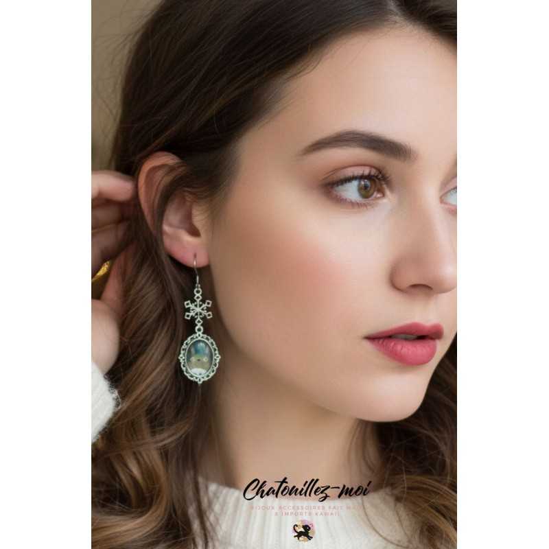 Boucles d'oreilles Totoro et étoile de neige