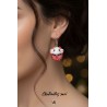 Boucles d’oreilles Maneki Neko rouge et blanc – Porte-bonheur japonais