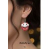 Boucles d’oreilles Maneki Neko rouge et blanc – Porte-bonheur japonais