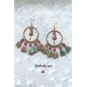 Boucles d'oreilles créoles cocktail et pompons colorés